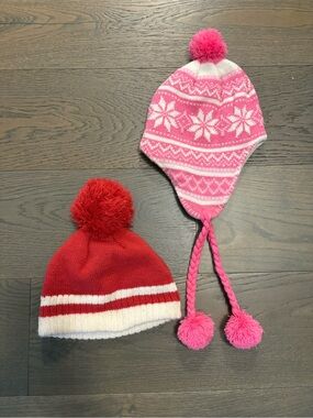 Girls pink winter hats both brand new